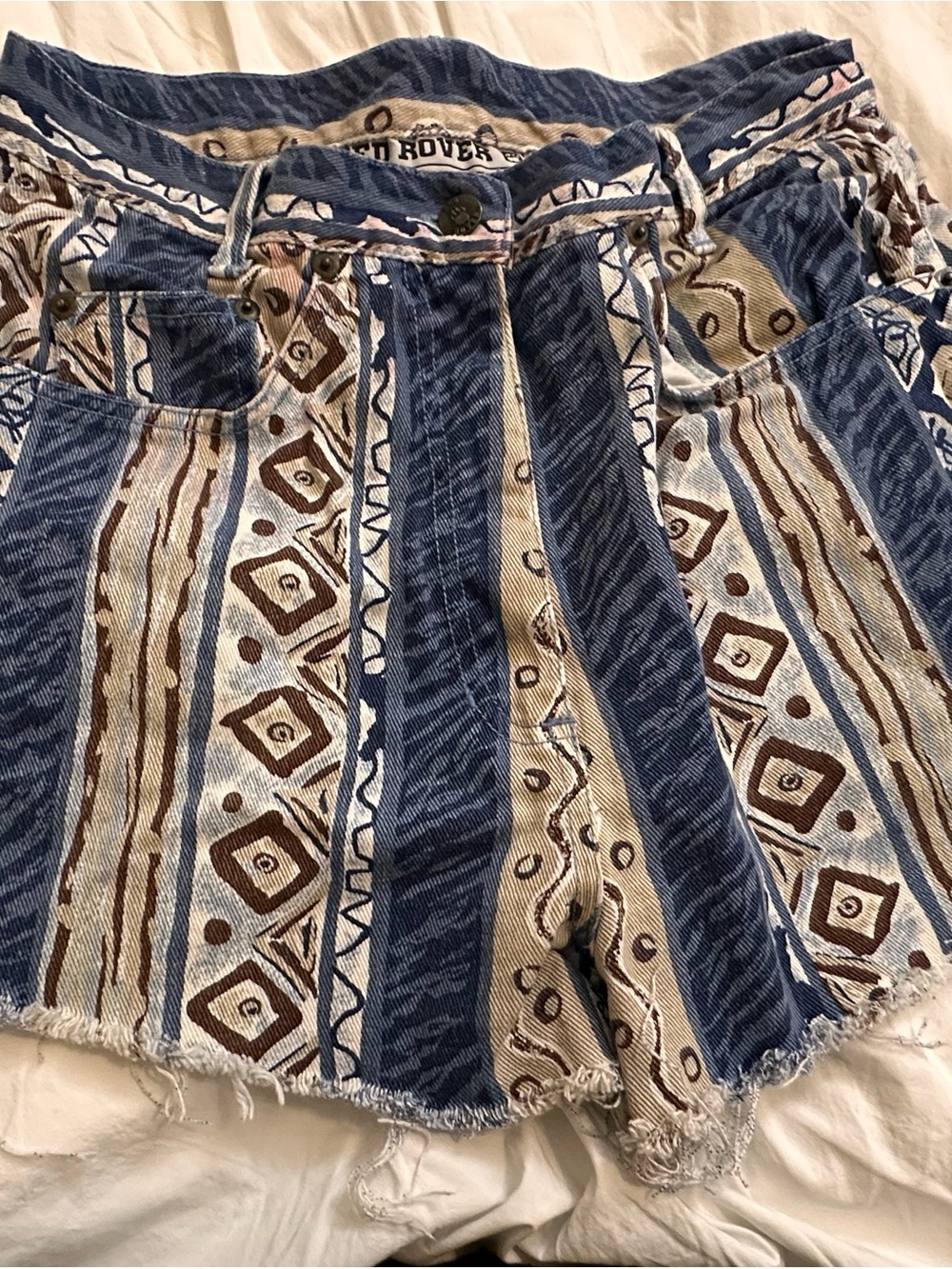 1990’s Red Rover Aztec Print Denim Shorts